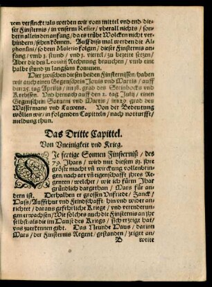 Das Dritte Capittel. Von Uneinigkeit und Krieg.