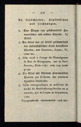 318-325, An Landcharten, Kupferstichen und Zeichnungen.