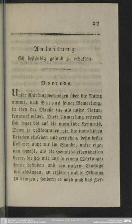 Anleitung sich beständig gesund zu erhalten
