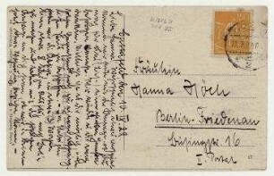 Postkarte von Friedrich Höch jr. (Danilo) an Hannah Höch. Berlin