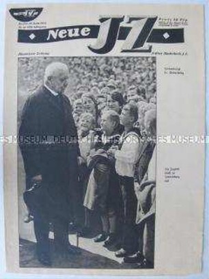 Wochenzeitschrift "Neue IZ" mit einem Bildbericht über die Familie von Hindenburg anlässlich des 85. Geburtstages des Reichspräsidenten