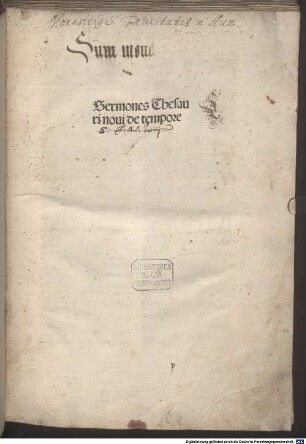 Sermones Thesauri noui de tempore