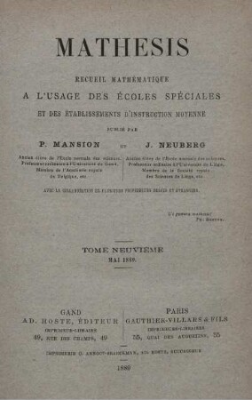 TOME NEUVIEME. MAI 1889.