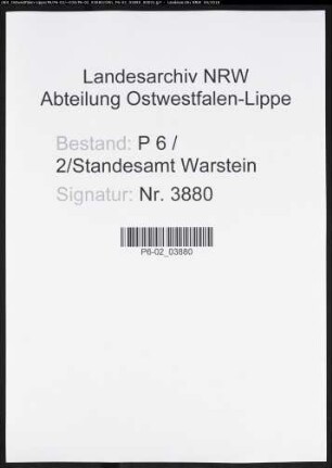 Sterberegister Standesamt Warstein