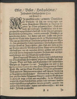Edler/ Vester/ Hochgelehrter/ Insonders Hochgeehrter Herr und Freund/ [et]c.