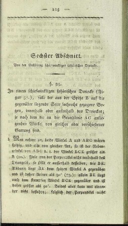 Sechster Abschnitt. Von der Auflösung schiefwinkliger sphärischer Dreiecke