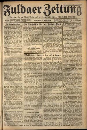 Erste Ausgabe vom Donnerstag, den 05. April 1928.