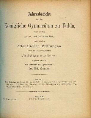 Jahresbericht : über das Schuljahr .... 1884/85
