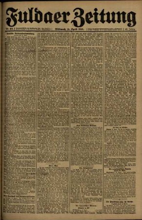 Ausgabe vom Mittwoch, den 16. April 1919.