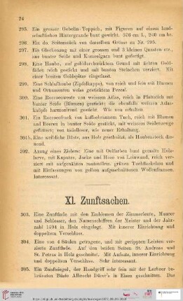 XI. Zunftsachen (Nr. 303 - 321)