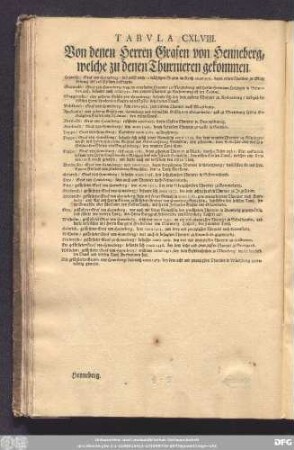 Tabula CXLVIII. Von denen Herren Grafen von Henneberg, welche zu denen Thurnieren gekommen.