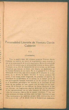 Personalidad literaria de Ventura García Calderón - (Conclusión)