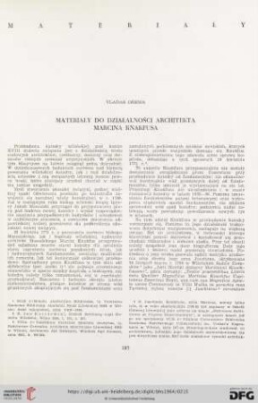 Materiały do działalności architekta Marcina Knakfusa