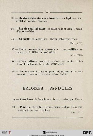 Bronzes – Pendules (Nr. 59-66)