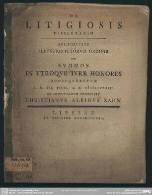 De Litigiosis Dissertatio
