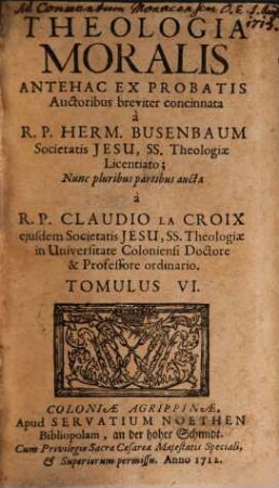 Theologia Moralis, Tomulus VI.