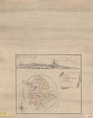 Karte des Gaus Nisani mit Ansicht von Dresden-Briesnitz, ca. 1:270 000, Handzeichnung, um 1750 : [Gau Nisani]. - [Ca. 1:270 000]. - [S.l.] , [um 1750]. - 1 Kt. : Handzeichng. ; 32 x 29 cm