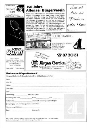 150 Jahre Altonaer Bürgerverein