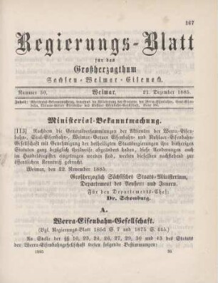113. Ministerial-Bekanntmachung, betreffend die Abänderung der Statuten der Werra-Eisenbahn-, Saal-Eisenbahn, Weimar-Geraer Eisenbahn- und Ruhlaer Eisenbahn-Gesellschaft