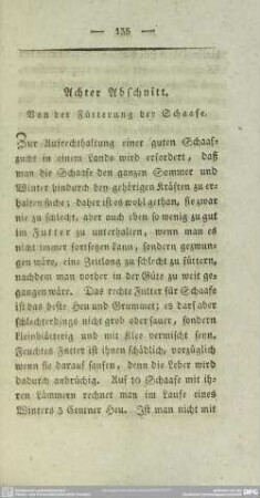 Achter Abschnitt. Von der Fütterung der Schaafe
