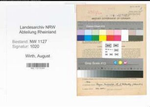 Entnazifizierung August Wirth , geb. 27.04.1891 (Justizoberinspektor)