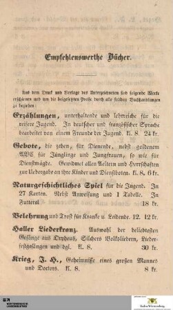 Empfehlenswerthe Bücher
