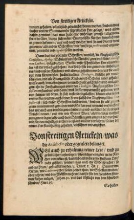 Von streitigen Artickeln/ was die Antithesin oder gegenlere belanget.