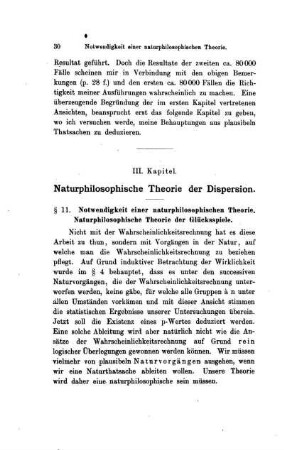 III. Kapitel. Naturphilosophische Theorie der Dispersion.