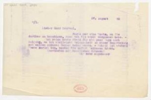 Brief an Erwin Lendvai : 27.08.1920