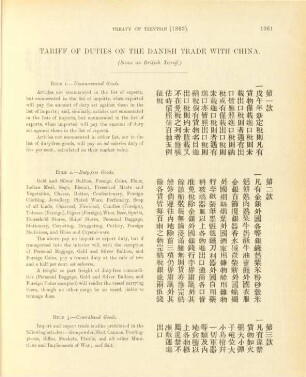 Tariff of duties on the Danish trade with China