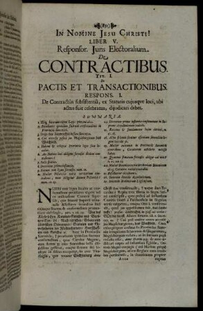 Tit. I. De Pactis Et Transactionibus.