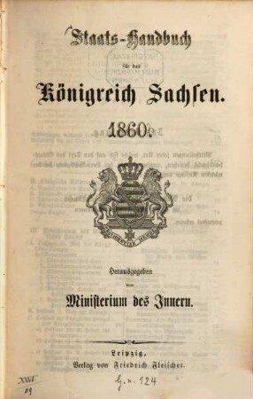 Staatshandbuch für den Freistaat Sachsen, 1860