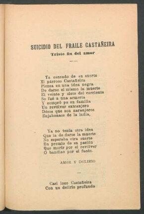 Suicidio del fraile Castañeira : Triste fin del amor