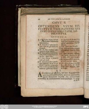 Caput II. Ostendens Usum Effectuum Iuris Paterni Qui Iure Civili Soli Patri, Addicuntur.