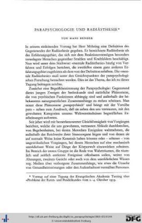 Hans Bender: Parapsychologie und Radiästhesie