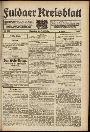 Erste Ausgabe vom Dienstag, den 03. Oktober 1916.
