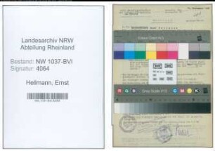Entnazifizierung Ernst Hellmann , geb. 06.12.1908 (Bautechniker)