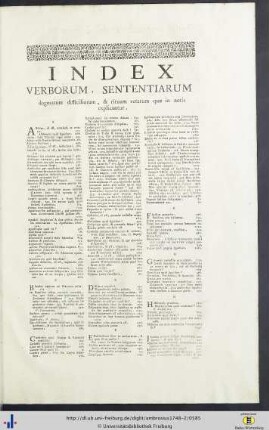 Index Verborum, Sententiarum, Dogmatum difficiliorum, et rituum veterum quae in notis explicantur.
