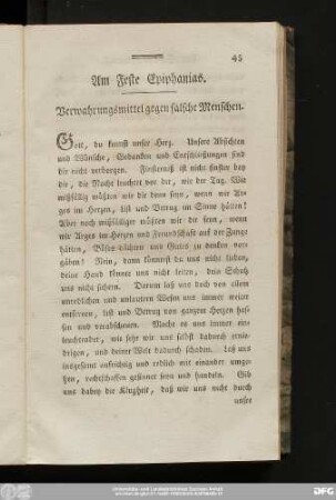 Am Feste Epiphanias. Verwahrungsmittel gegen falsche Menschen.
