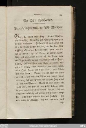 Am Feste Epiphanias. Verwahrungsmittel gegen falsche Menschen.