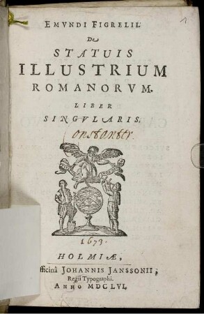 Emundi Figrelii De Statuis Illustrium Romanorum : Liber Singularis