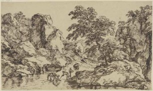 Gebirgslandschaft mit Staffagefiguren