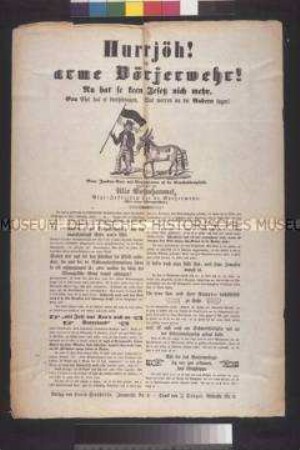 Satirisches Flugblatt: Hurrjö! die arme Bürgerwehr (Ullo Bohmhammel); undatiert