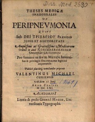 Theses Medicae Inaugurales De Peripnevmonia
