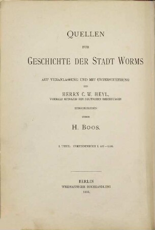 Urkundenbuch der Stadt Worms, 1. 672 - 1300