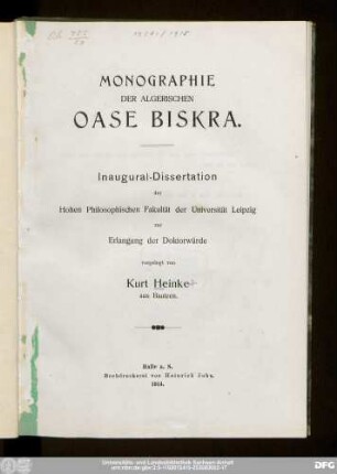 Monographie der algerischen Oase Biskra