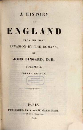 A History of England from the first invasion by the Romans, 10
