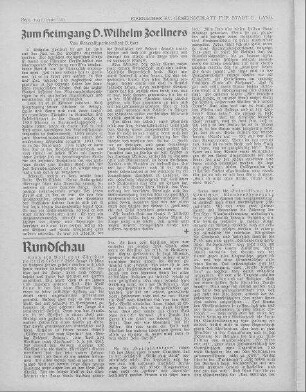 Zum Heimgang D. Wilhelm Zoellners / D. Eger