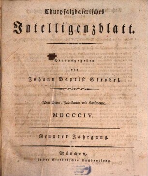 Churpfalzbaierisches Intelligenzblatt. 9. 1804