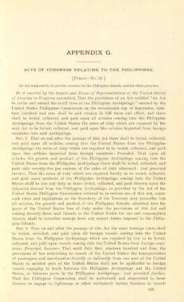 Appendix G. Acts of Congress relating to the Philippines